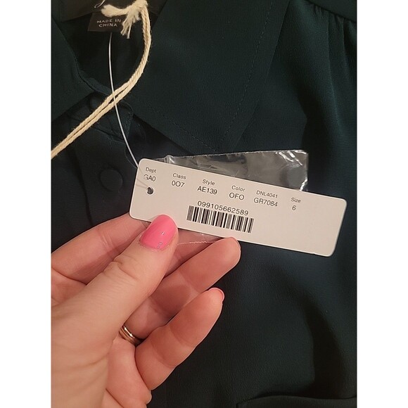 NWT J. Crew Button Up Shirt Long Sleeve 100% Silk Blouse Forest Green Size 6 - Picture 6 of 9